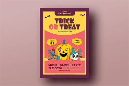 节日活动宣传海报设计模板 Trick Or Treat Halloween