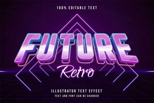 复刻80年代三维立体特效字体文本特效可编辑EPS矢量模板素材3d text style effect