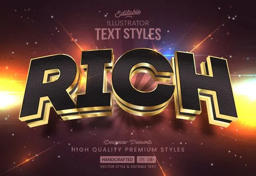 三维立体金属特效字体文本特效可编辑EPS矢量模板素材3d editable text style effect