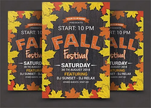 秋季节日宣传海报设计模板 Fall Festival Flyer