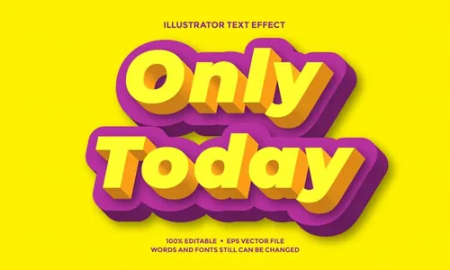 卡通三维立体特效字体文本特效可编辑EPS矢量模板素材 3d text style effect