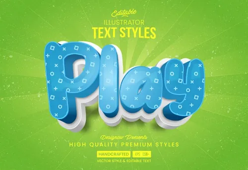 卡通三维立体特效字体文本特效可编辑EPS矢量模板素材 3d text style effect