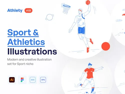 体育运动田径项目主题矢量插画素材 Athlety - Spo