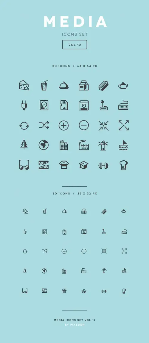 媒体图标集 Media Icon Set Vol12 UI 素材