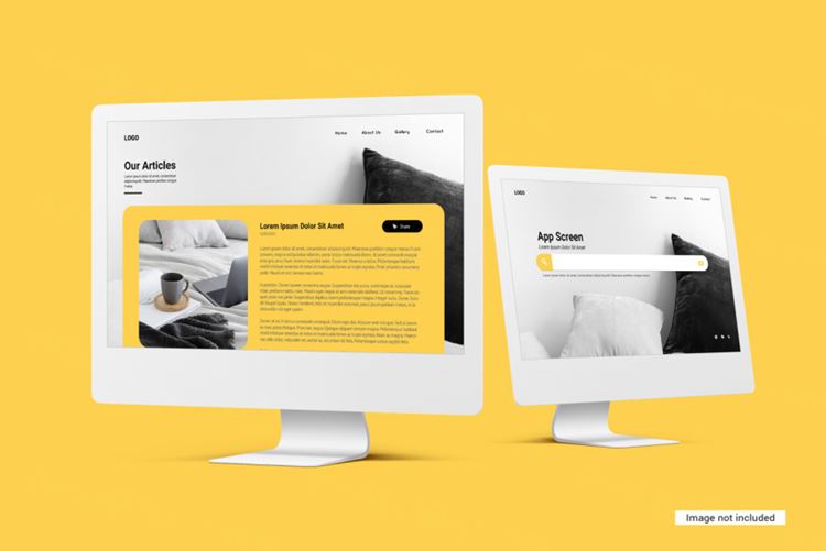 苹果iMac台式电脑显示器Web网页设计提案展示样机模板 Desktop screen mockup