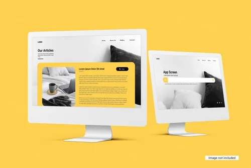 苹果iMac台式电脑显示器Web网页设计提案展示样机模板 Desktop screen mockup