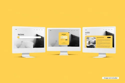 苹果iMac台式电脑显示器Web网页设计提案展示样机模板 Desktop screen mockup