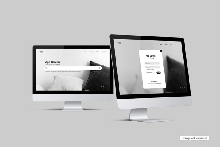 苹果iMac台式电脑显示器Web网页设计提案展示样机模板 Desktop screen mockup