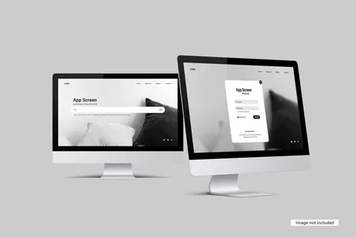 苹果iMac台式电脑显示器Web网页设计提案展示样机模板 Desktop screen mockup