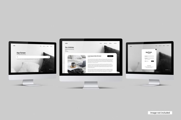 苹果iMac台式电脑显示器Web网页设计提案展示样机模板 Desktop screen mockup