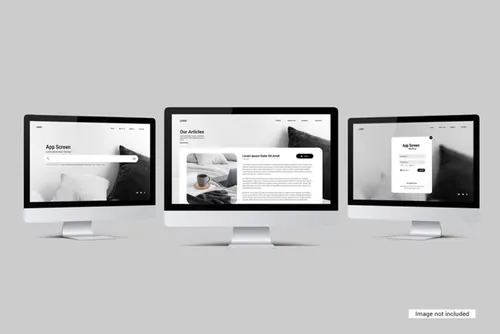 苹果iMac台式电脑显示器Web网页设计提案展示样机模板 Desktop screen mockup