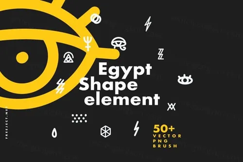 潮流复古孟菲斯风格埃及涂鸦抽象几何形状素材 50+ Egyp