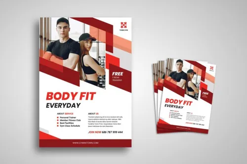 3健身房私教培训海报设计模板 Body Fitness Flyer