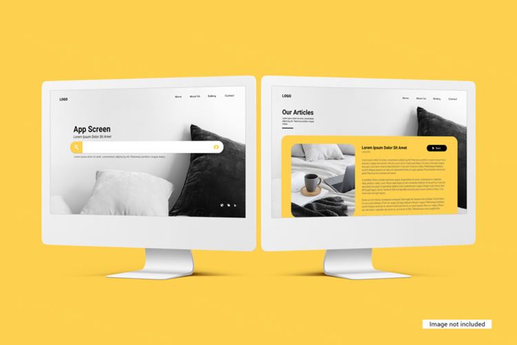 苹果iMac台式电脑显示器Web网页设计提案展示样机模板 Desktop screen mockup