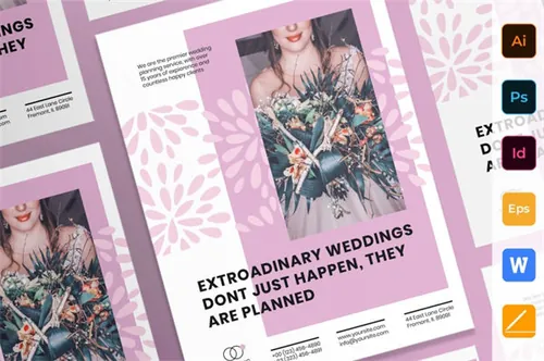 婚礼策划婚宴邀请迎宾海报设计模板 Wedding Planner