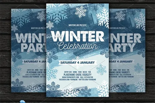冬季冰雪庆典派对传单模板 Winter Party Flyer