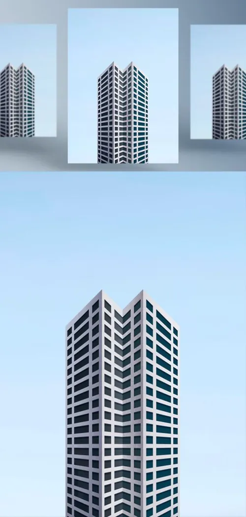 高分辨率现代摩天大楼房地产都市建筑商业广告海报PSD模板