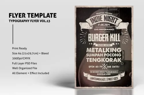 复古设计风格活动海报传单模板v13 Typography Flyer