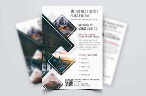 独栋别墅楼宇出售出租海报设计模板v13 Real Estate