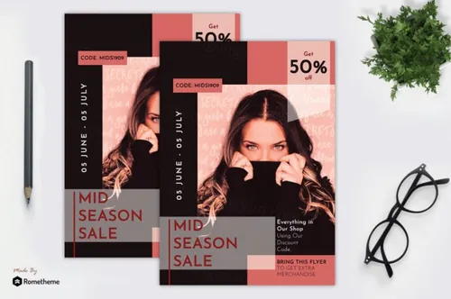 时尚品牌促销广告海报传单设计模板v13 Fashion Sale