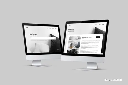 苹果iMac台式电脑显示器Web网页设计提案展示样机模板 Desktop screen mockup