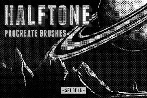 复古做旧半色调丝网印刷网纹网点纹理笔刷素材 Halftone Proc