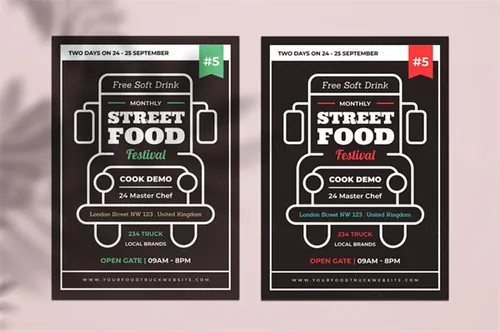 美食车餐车宣传海报传单设计模板 Food Truck Flyer