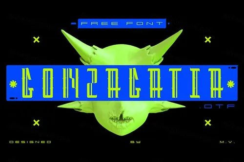 未来派酸性艺术街头潮牌设计排版杂志广告英文字体免费下载 Go