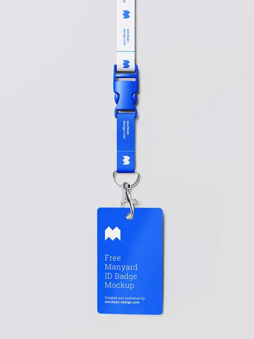 带挂绳的员工牌工作牌设计贴图样机展示模板 Lanyard ID badge mockup