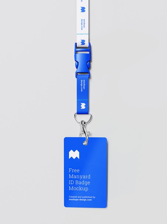 带挂绳的员工牌工作牌设计贴图样机展示模板 Lanyard ID badge mockup