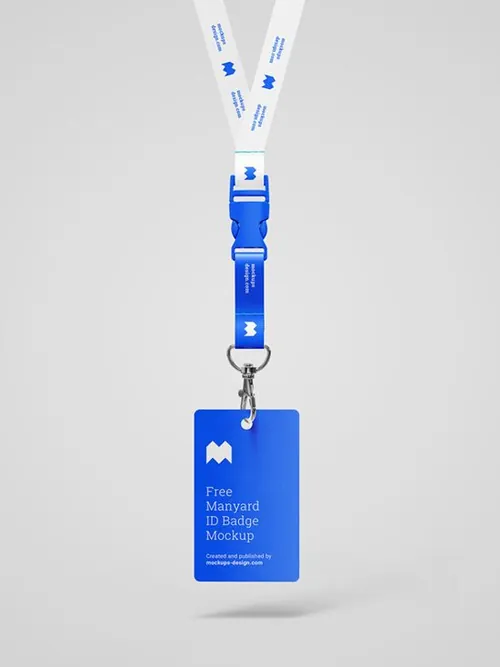 带挂绳的员工牌工作牌设计贴图样机展示模板 Lanyard ID badge mockup