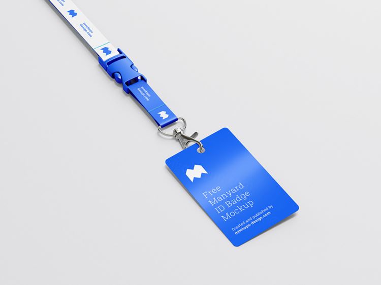 带挂绳的员工牌工作牌设计贴图样机展示模板 Lanyard ID badge mockup