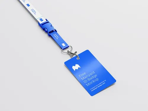 带挂绳的员工牌工作牌设计贴图样机展示模板 Lanyard ID badge mockup