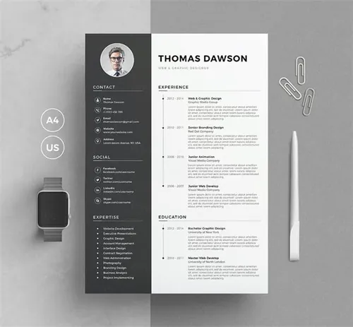 设计师特色简历模板 Resume CV - MV