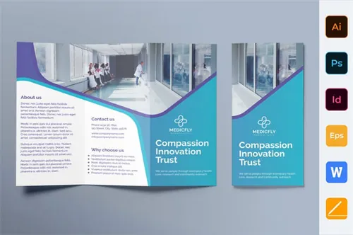 私人诊所医院三折页宣传单设计模板 Medical Clinic