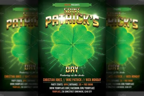 酒吧活动或夜总会聚会传单模板 St. Patricks Party Flyer Template