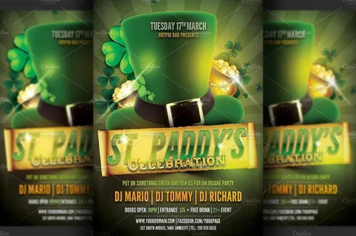 酒吧活动或夜总会派对传单模板 Saint Patricks Party