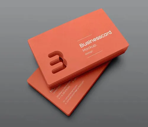 Business Cards Mockup 镂空商务名片设计贴图展示样机素材