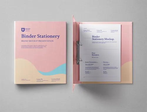 文件夹文件收纳袋办公用品样机 Psd Ring Binder Folder Mockup