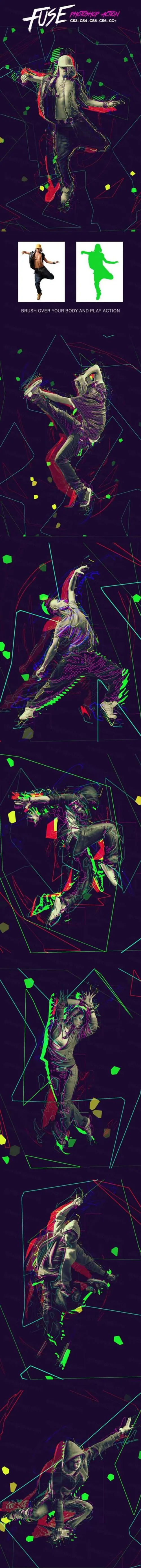 时尚高端多彩科技质感电子丝线效果ps动作下载Photoshop Action