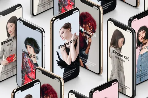 iPhone Xs/Max设备UI设计PSD样机 Psd iPhone XS Max Mockup Vol2