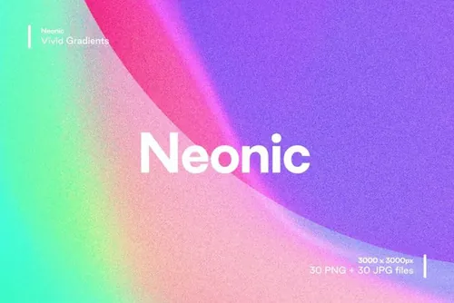 炫酷梦幻的全息渐变噪点彩虹渐变高清背景素材 Neonic -