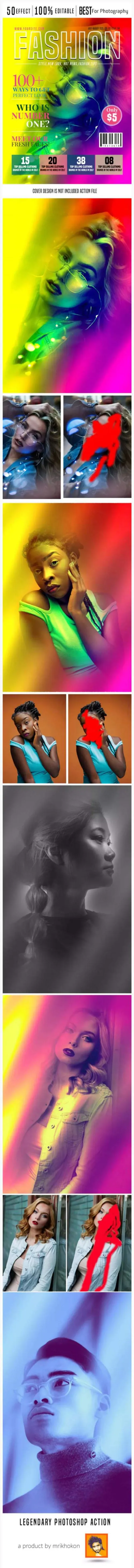 英雄传奇双光油渍艺术效果PS动作 Photoshop Action