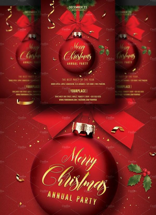 圣诞派对邀请函传单模板 Christmas Invitation Flyer Template