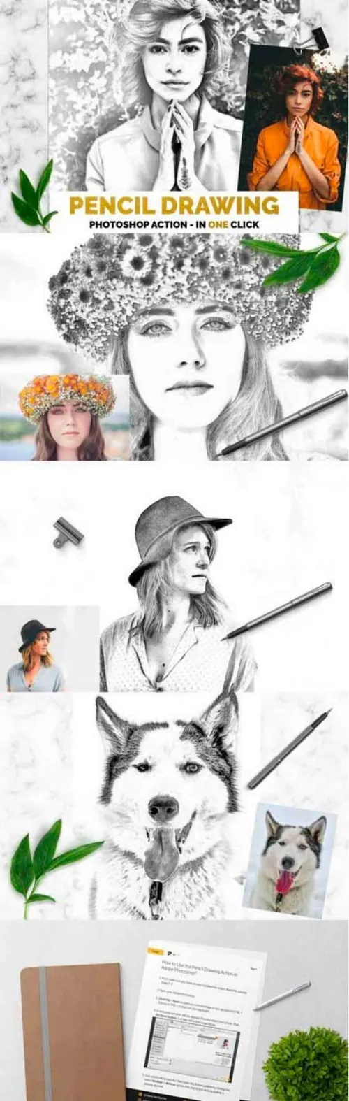铅笔画艺术Ps动作下载Pencil Drawing Photoshop Action