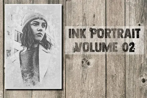 墨水素描ps动作2 Ink Portrait Volume 02