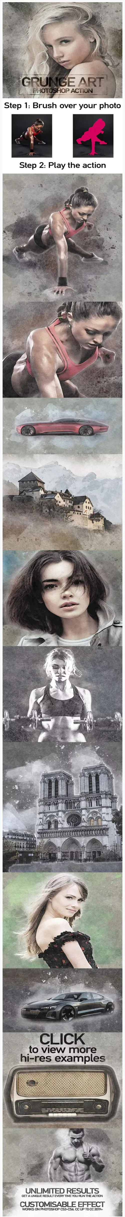 垃圾艺术风格Ps动作下载Grunge Art Photoshop Action