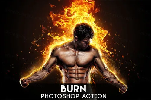 震撼的逼真火焰燃烧质感ps动作burn-photoshop-actio