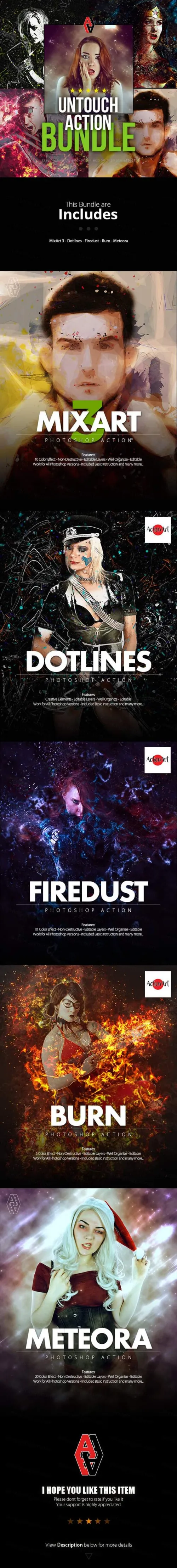 抽象绘画Ps动作下载Untouch Action Bundle