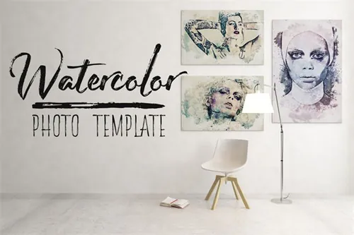 水彩人像照片模板 Watercolor Portrait Photo